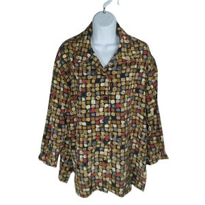 Handmade Retro Vintage Blouse,  3/4 Sleeve, L